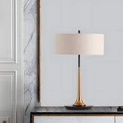 Modern Brass & Bronze Table Lamp with Linen Shade - 21.7 inch