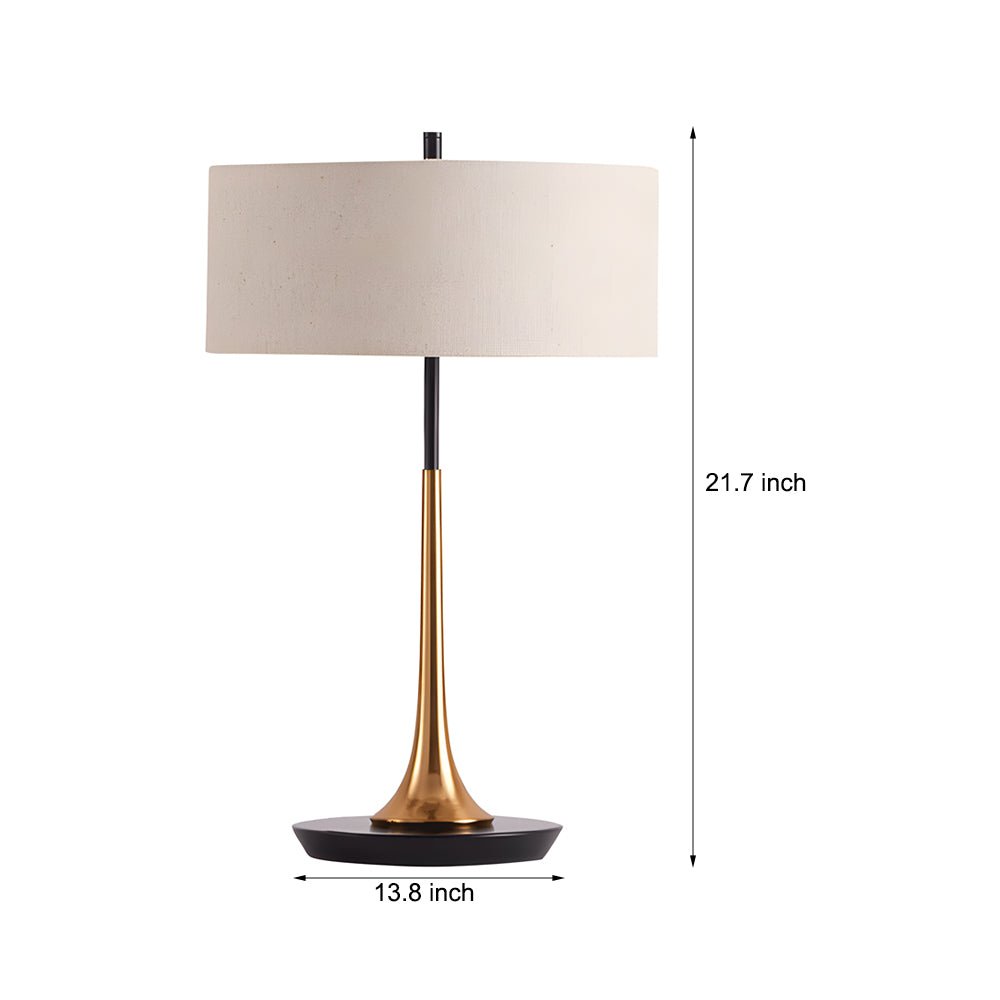Modern Brass & Bronze Table Lamp with Linen Shade - 21.7 inch