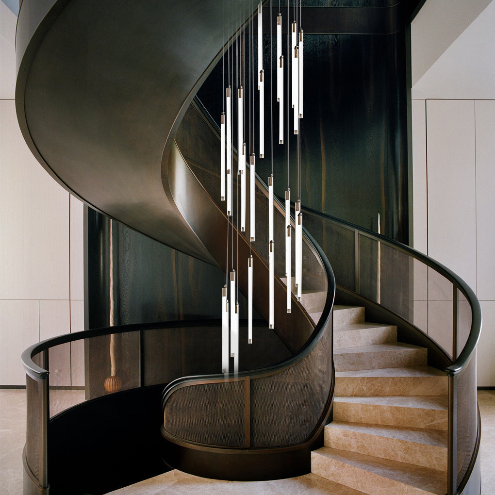 Spiral LED Staircase Chandelier Modern Long Tube Acrylic Light