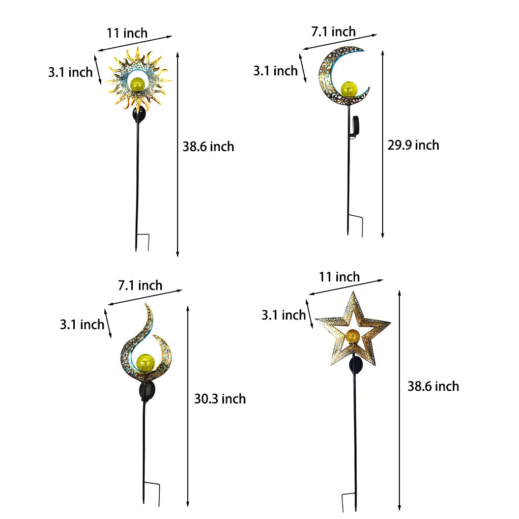 Solar Garden Stake Light with Hollow Iron Frame & Glass Globe