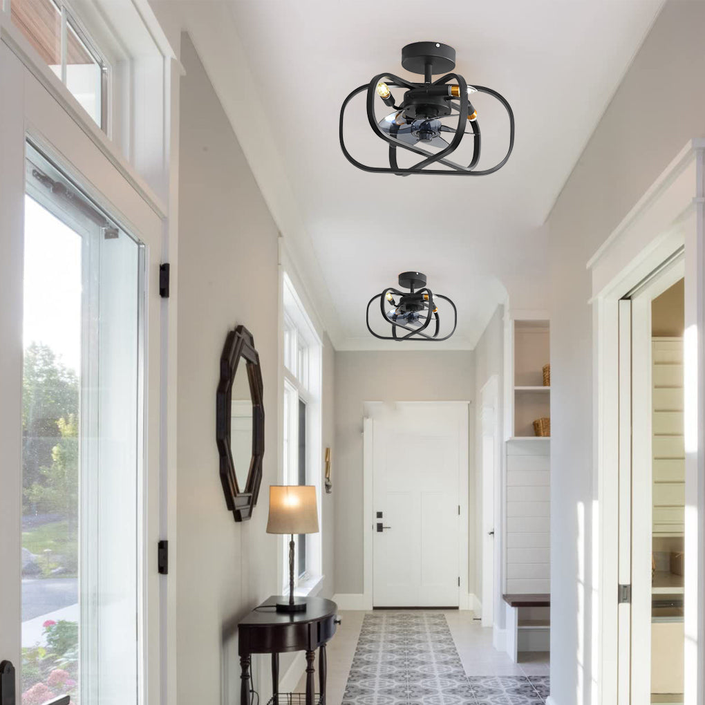 Retro Bladeless Ceiling Fan with Remote & Dimmable LED Light