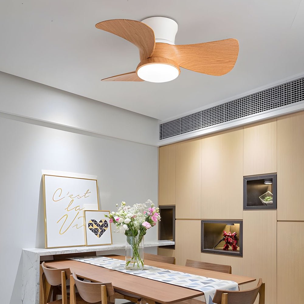Modern LED Ceiling Fan Light with Remote – Low Profile Flush Mount