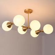 6-Light Postmodern Linear Island Pendant with Glass Ball Shades