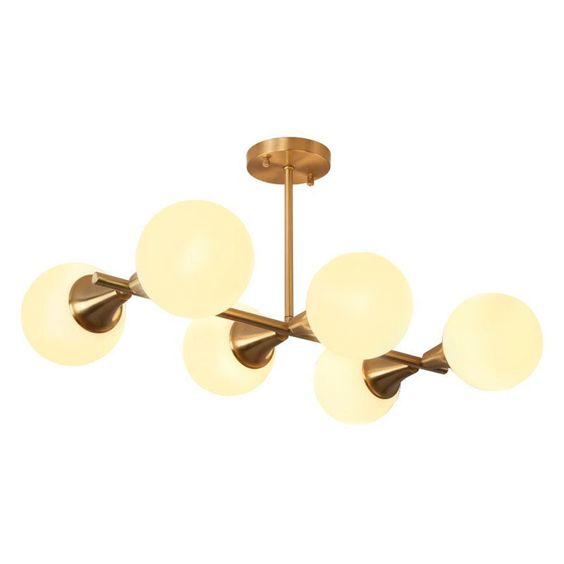 6-Light Postmodern Linear Island Pendant with Glass Ball Shades