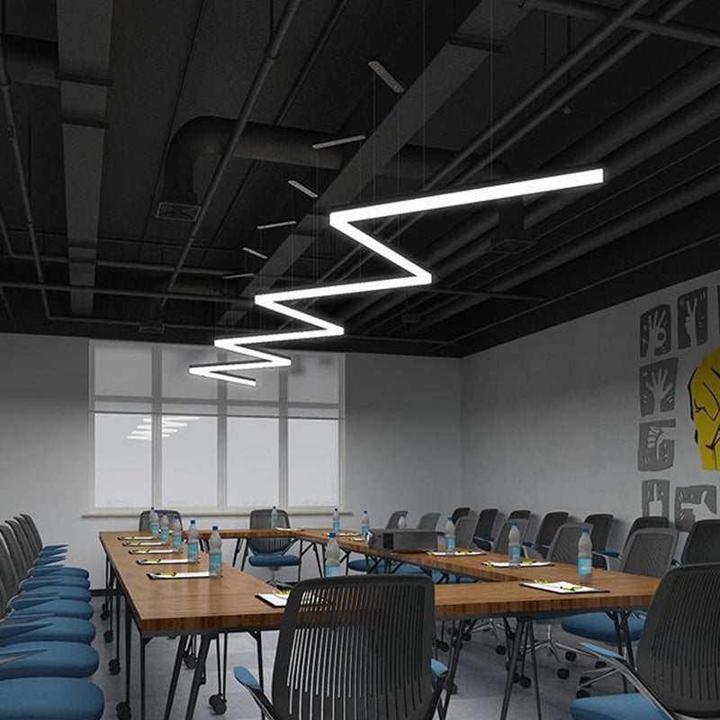 Modern Black Linear LED Pendant Light for Office & Dining