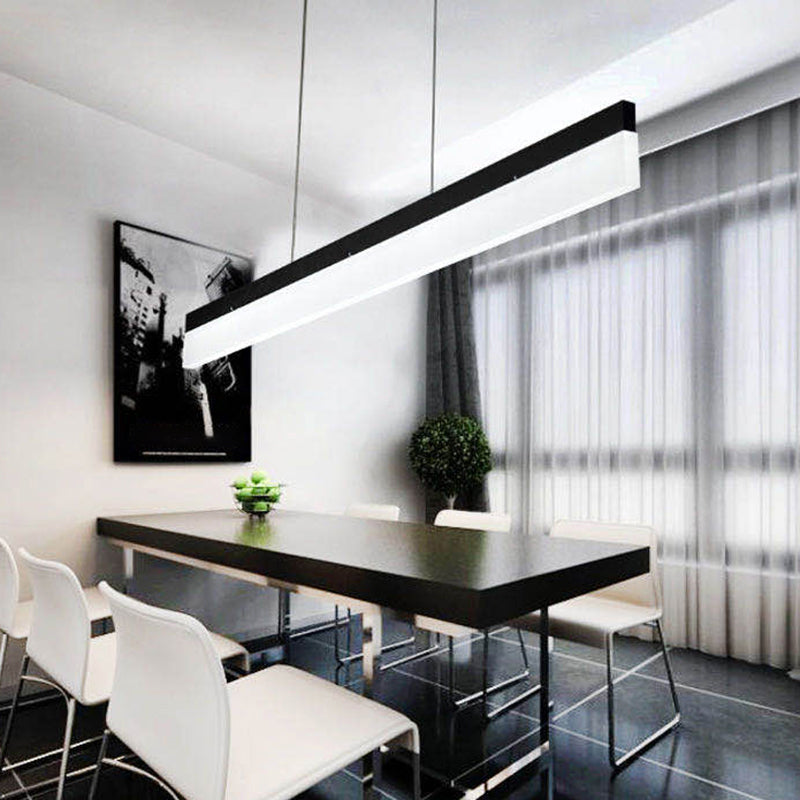Modern Black Linear LED Pendant Light for Office & Dining