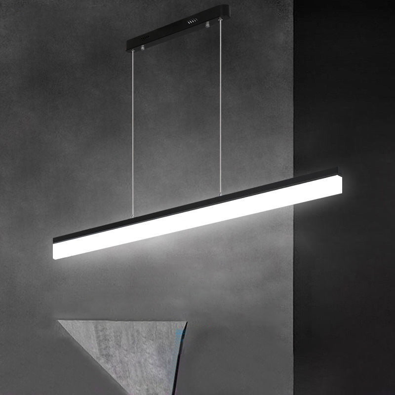 Modern Black Linear LED Pendant Light for Office & Dining