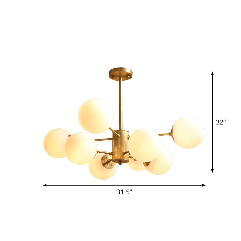 Frosted Glass Sphere Chandelier - Modern Gold Metal Ceiling Light