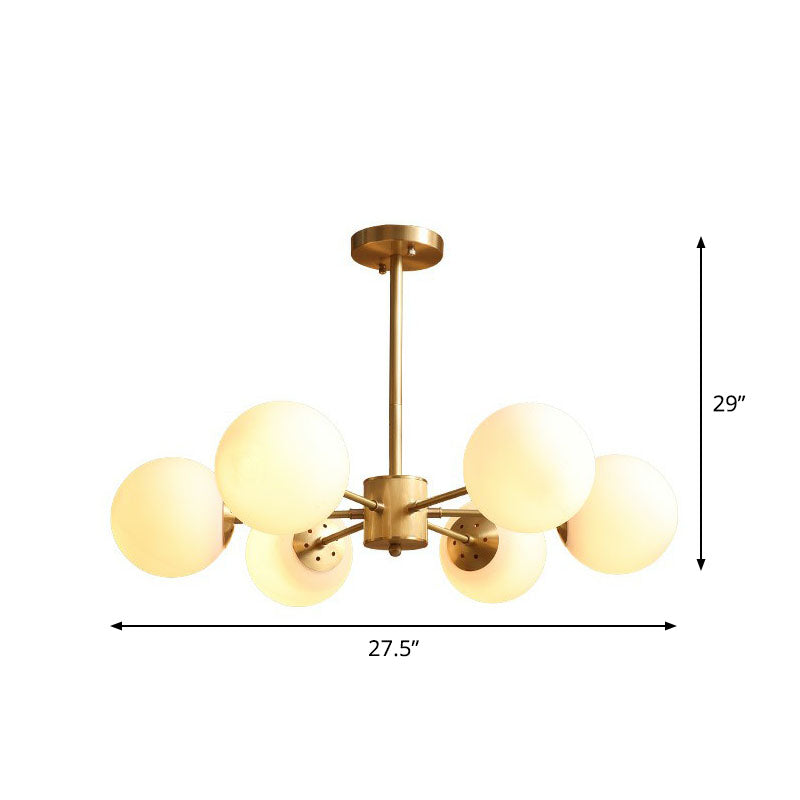 Frosted Glass Sphere Chandelier - Modern Gold Metal Ceiling Light