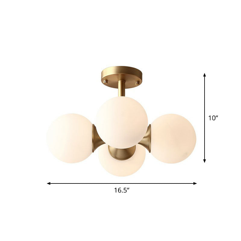 Frosted Glass Sphere Chandelier - Modern Gold Metal Ceiling Light