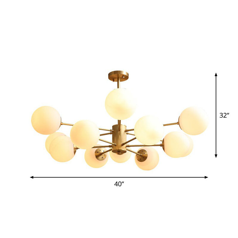 Frosted Glass Sphere Chandelier - Modern Gold Metal Ceiling Light