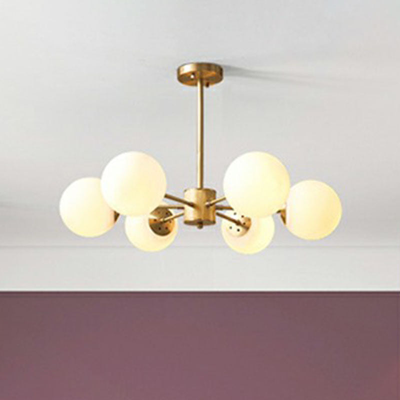Frosted Glass Sphere Chandelier - Modern Gold Metal Ceiling Light