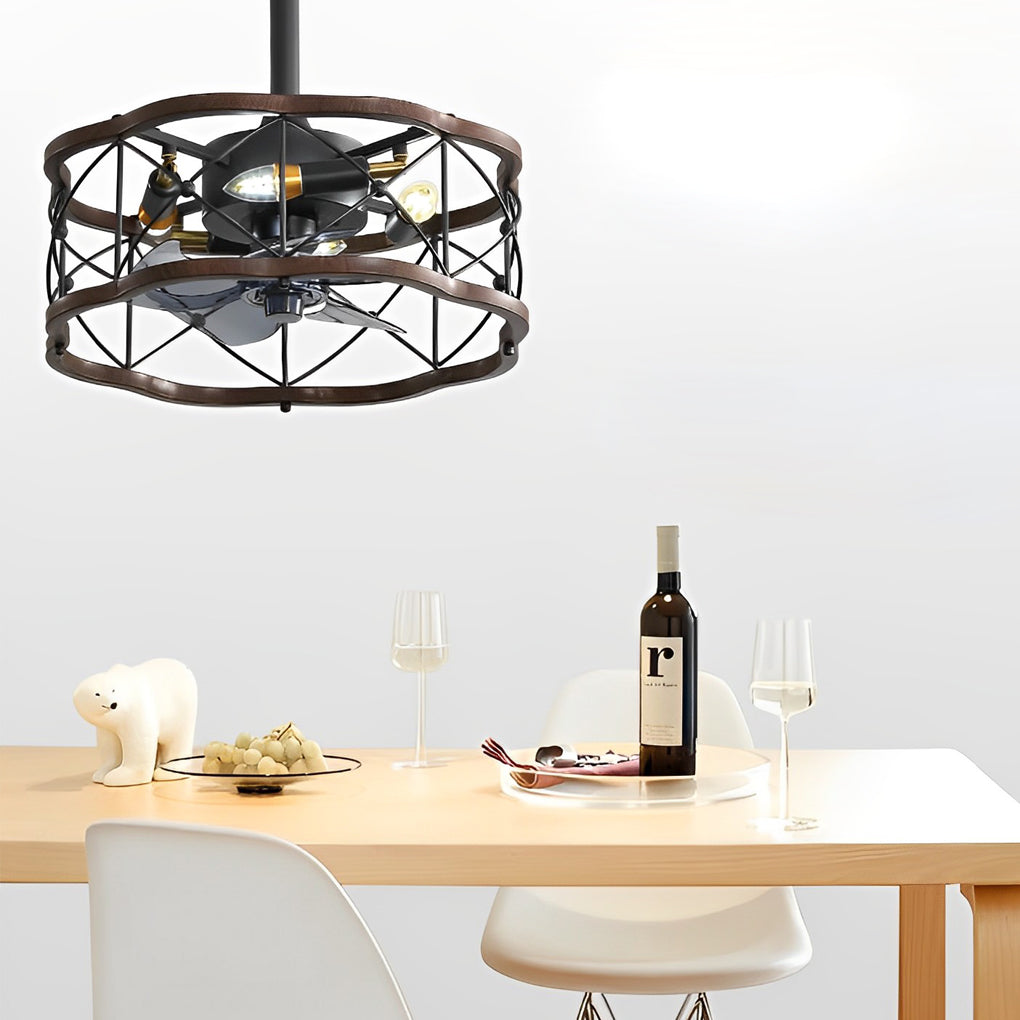 Retro Bladeless Ceiling Fan with Remote & Dimmable LED Light