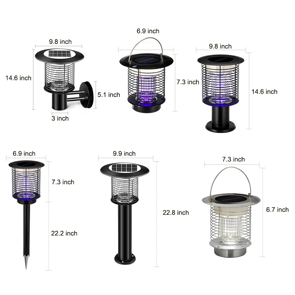 Solar Mosquito Killer Lamp Outdoor Garden Light LED Stainless Steel