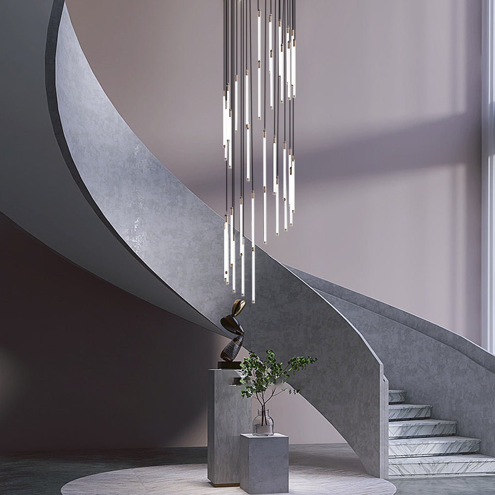 Spiral LED Staircase Chandelier Modern Long Tube Acrylic Light