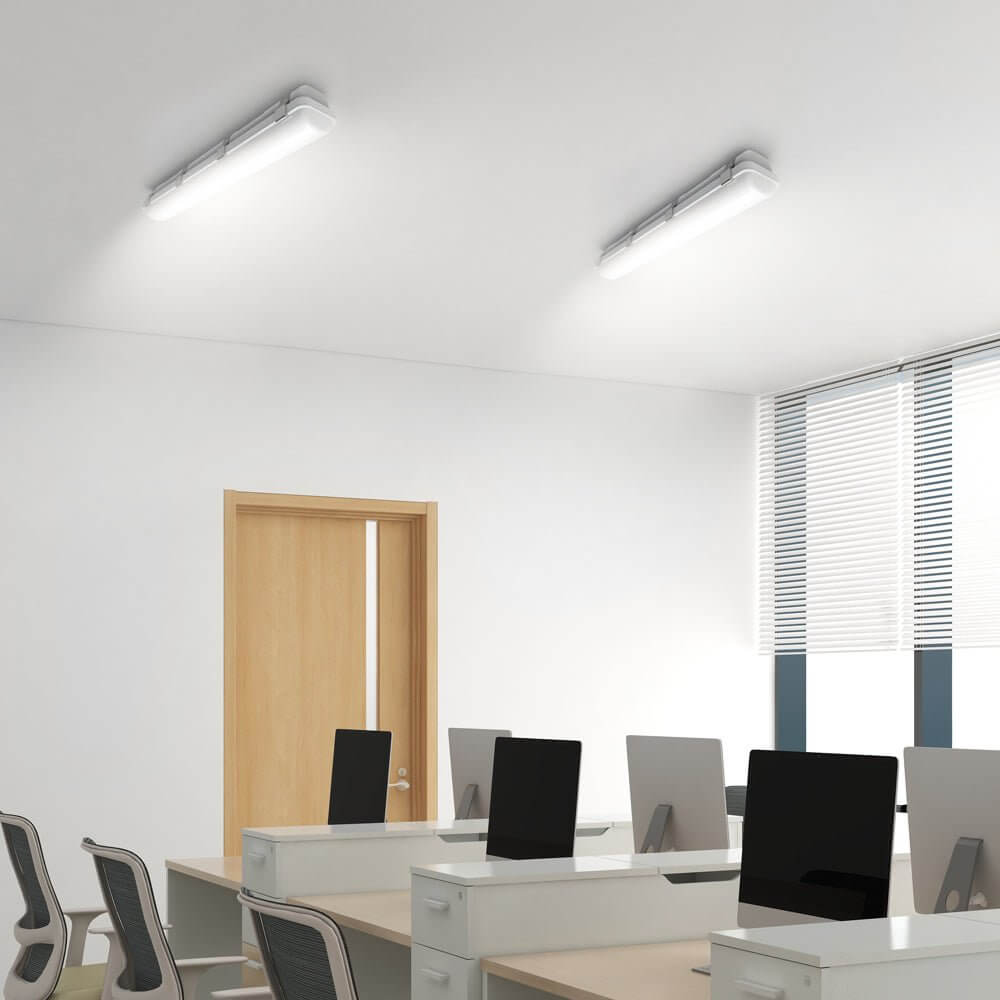 23-Inch White Linear Vapor Tight LED Flush Mount Ceiling Light