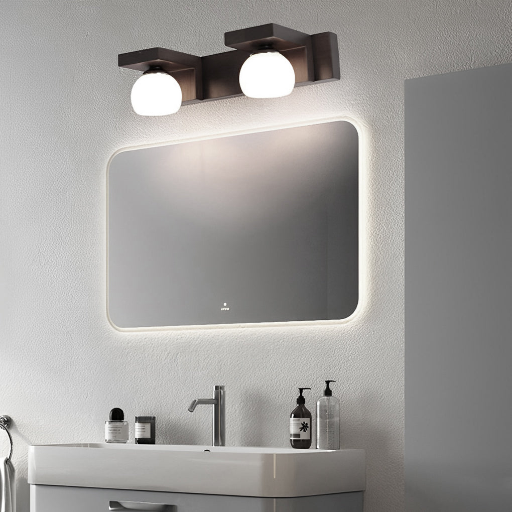 Modern Wood Bathroom Vanity Light with Adjustable Spotlights