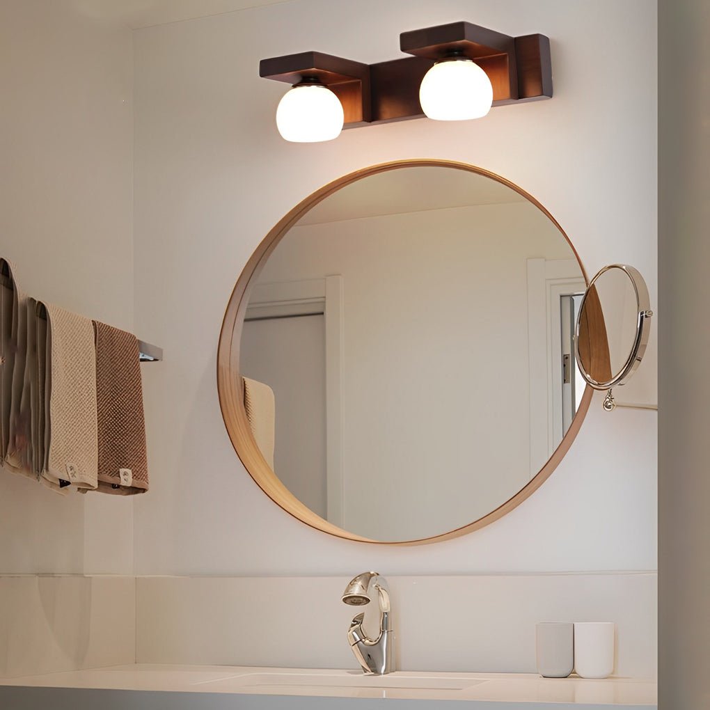 Modern Wood Bathroom Vanity Light with Adjustable Spotlights