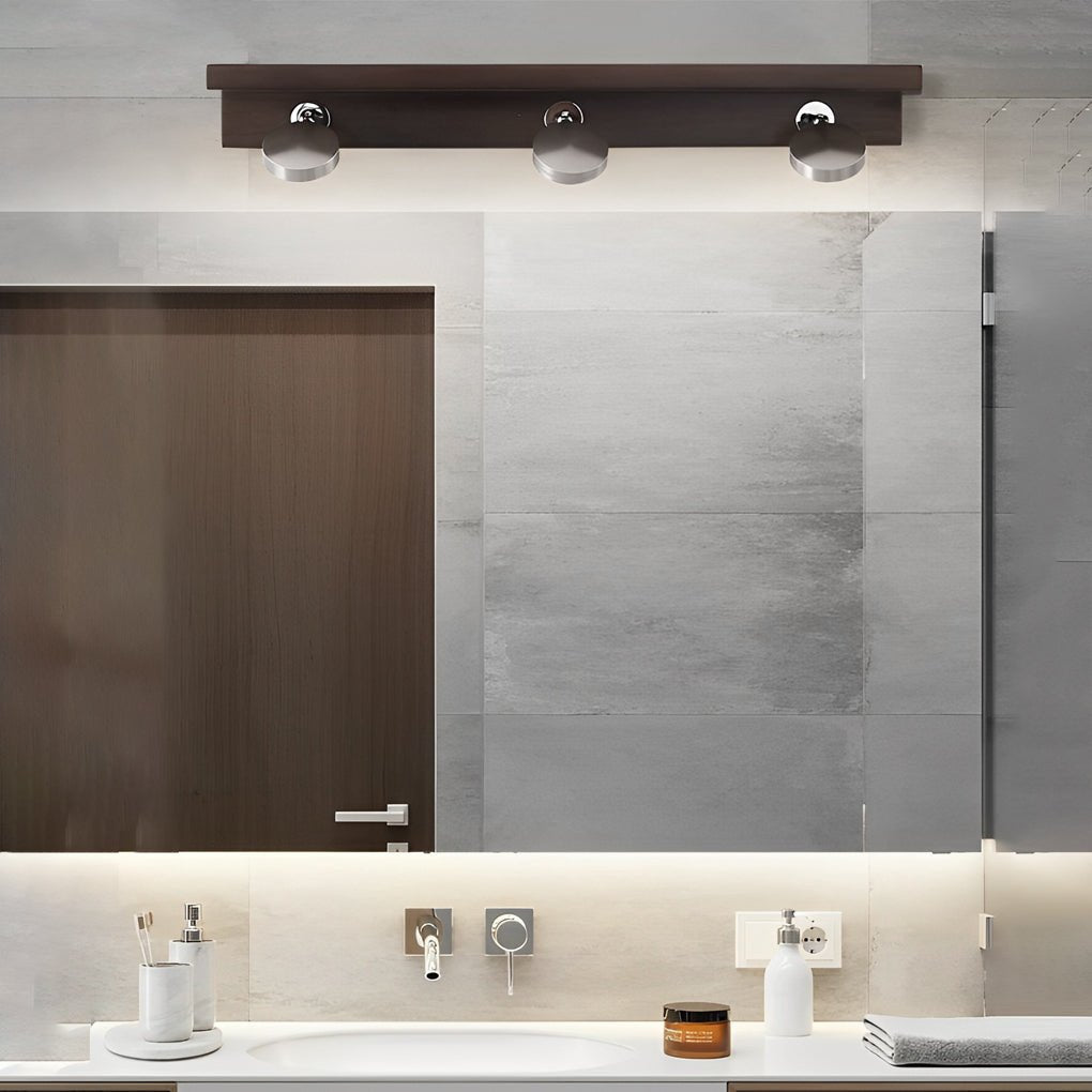 Modern Wood Bathroom Vanity Light with Adjustable Spotlights