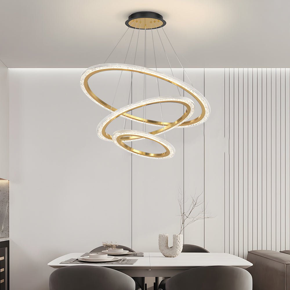 Adjustable Multi-Ring Modern Chandelier with 3-Step Dimming