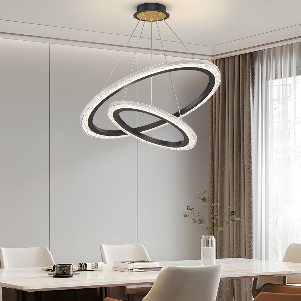 Adjustable Multi-Ring Modern Chandelier with 3-Step Dimming