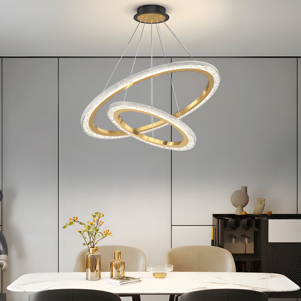 Adjustable Multi-Ring Modern Chandelier with 3-Step Dimming