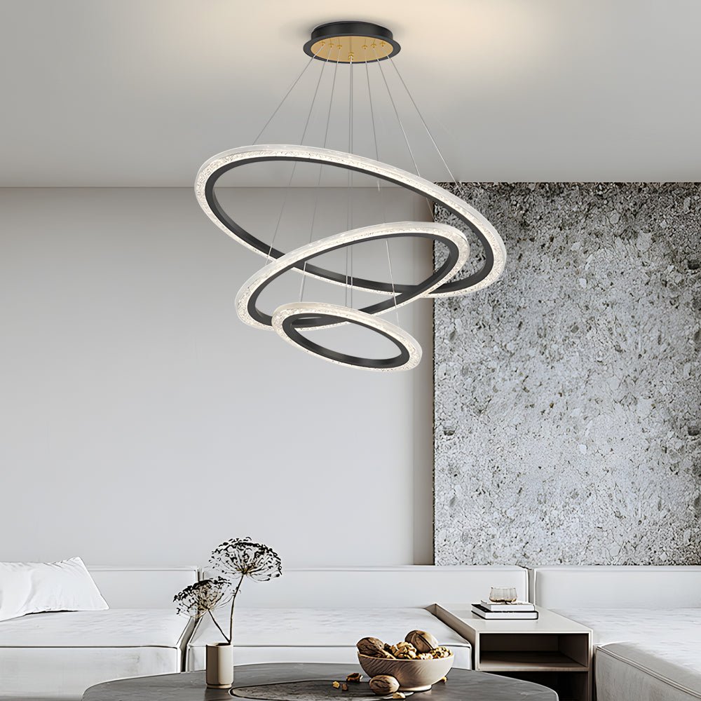 Adjustable Multi-Ring Modern Chandelier with 3-Step Dimming
