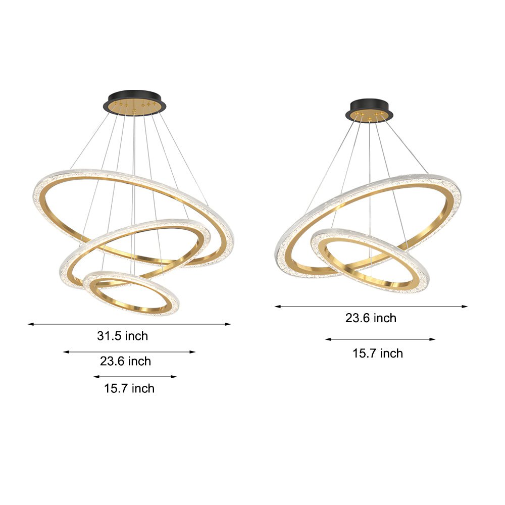 Adjustable Multi-Ring Modern Chandelier with 3-Step Dimming