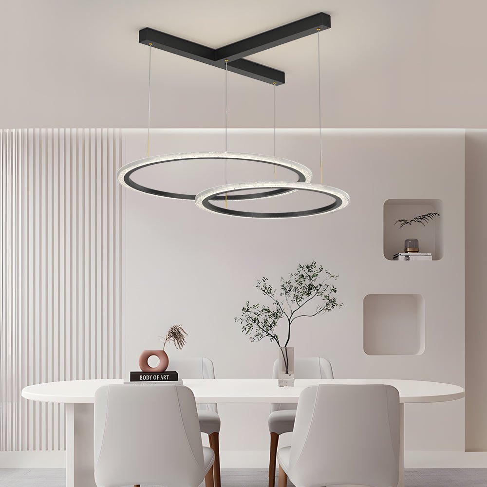 Modern Multi-Ring Dimmable LED Chandelier in Aluminum & Acrylic