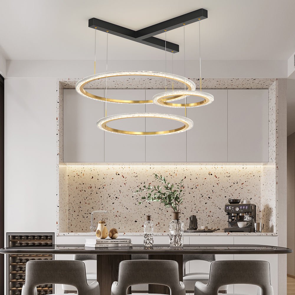 Modern Multi-Ring Dimmable LED Chandelier in Aluminum & Acrylic