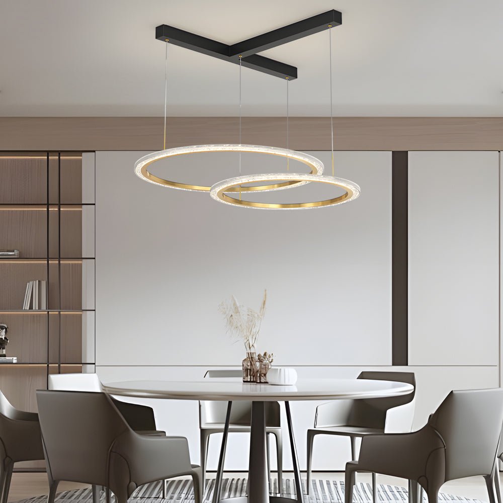 Modern Multi-Ring Dimmable LED Chandelier in Aluminum & Acrylic