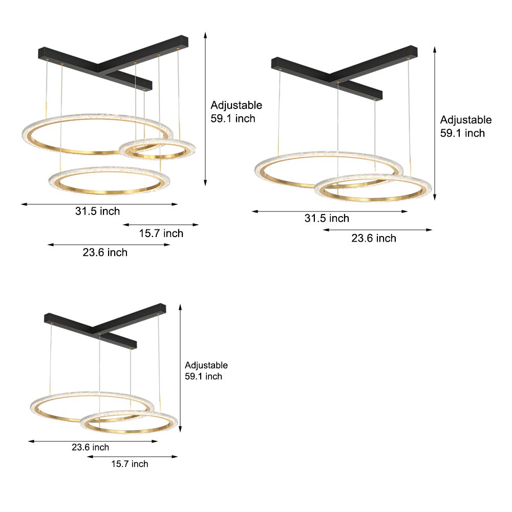 Modern Multi-Ring Dimmable LED Chandelier in Aluminum & Acrylic