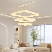 Modern Square Ring LED Chandelier with 3-Step Dimming - White