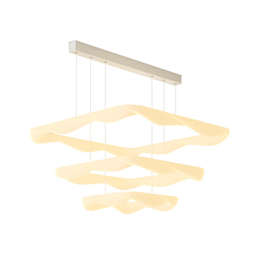 Modern Square Ring LED Chandelier with 3-Step Dimming - White