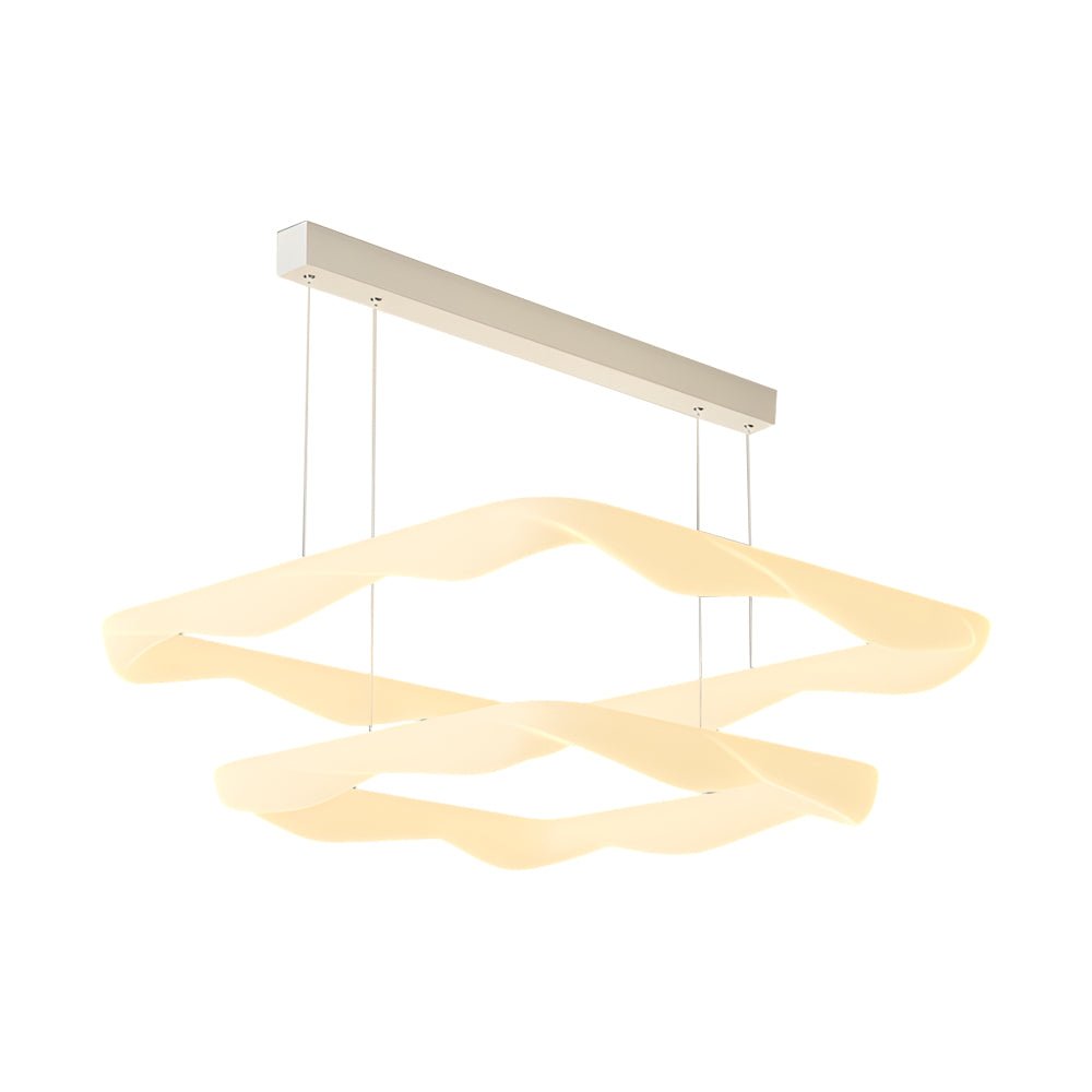 Modern Square Ring LED Chandelier with 3-Step Dimming - White
