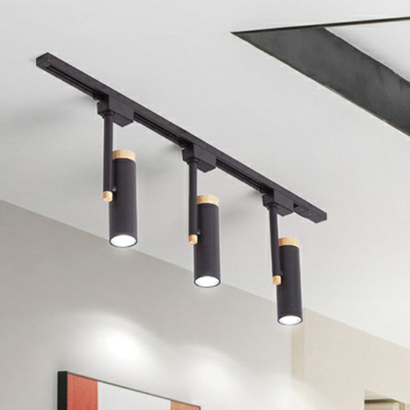 Nordic Tubular Semi-Flush Spotlight with Wood Accent LED