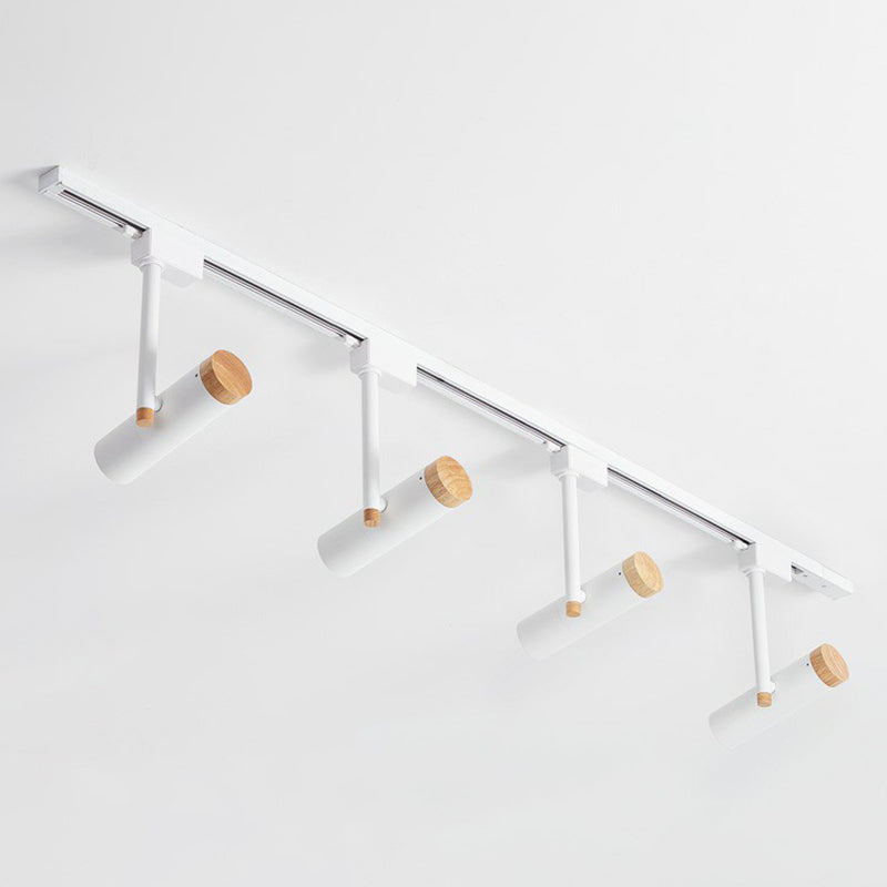 Nordic Tubular Semi-Flush Spotlight with Wood Accent LED