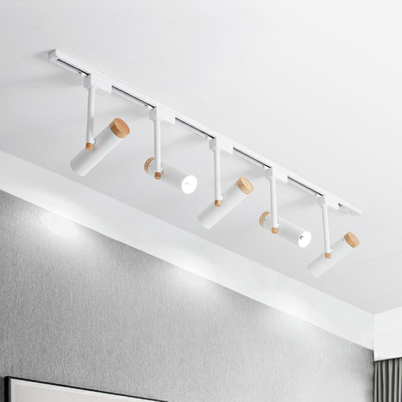 Nordic Tubular Semi-Flush Spotlight with Wood Accent LED