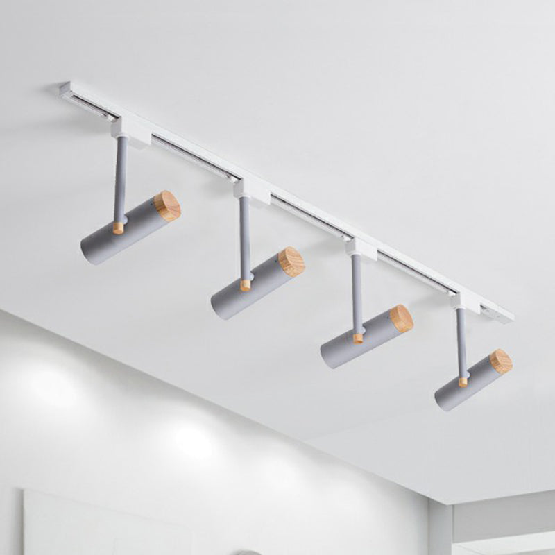 Nordic Tubular Semi-Flush Spotlight with Wood Accent LED