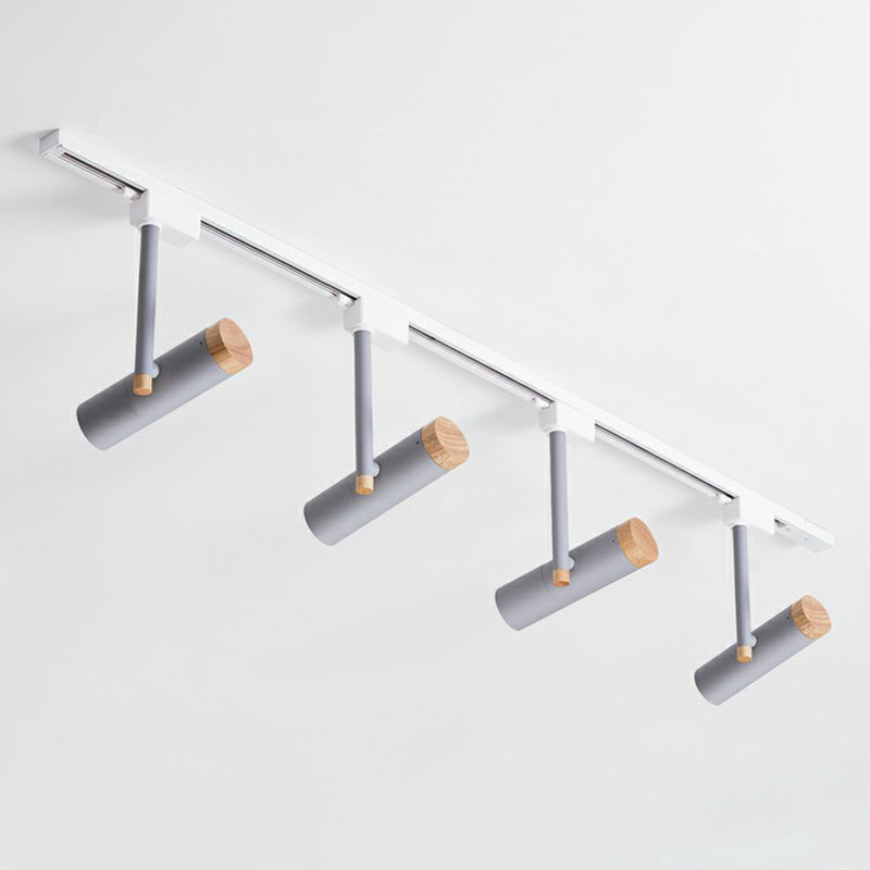 Nordic Tubular Semi-Flush Spotlight with Wood Accent LED