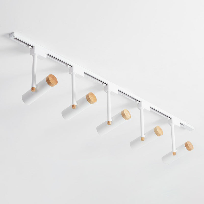 Nordic Tubular Semi-Flush Spotlight with Wood Accent LED
