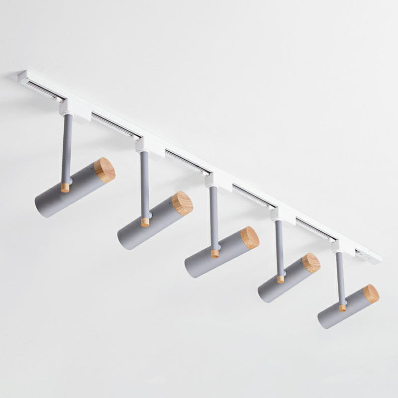 Nordic Tubular Semi-Flush Spotlight with Wood Accent LED