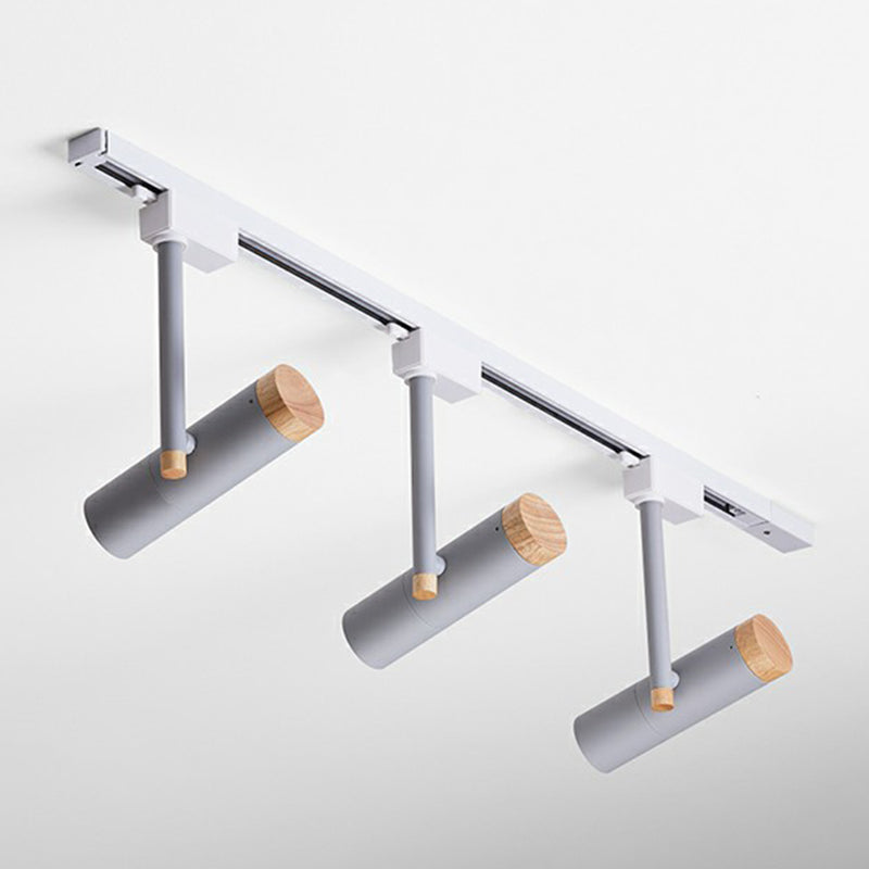 Nordic Tubular Semi-Flush Spotlight with Wood Accent LED