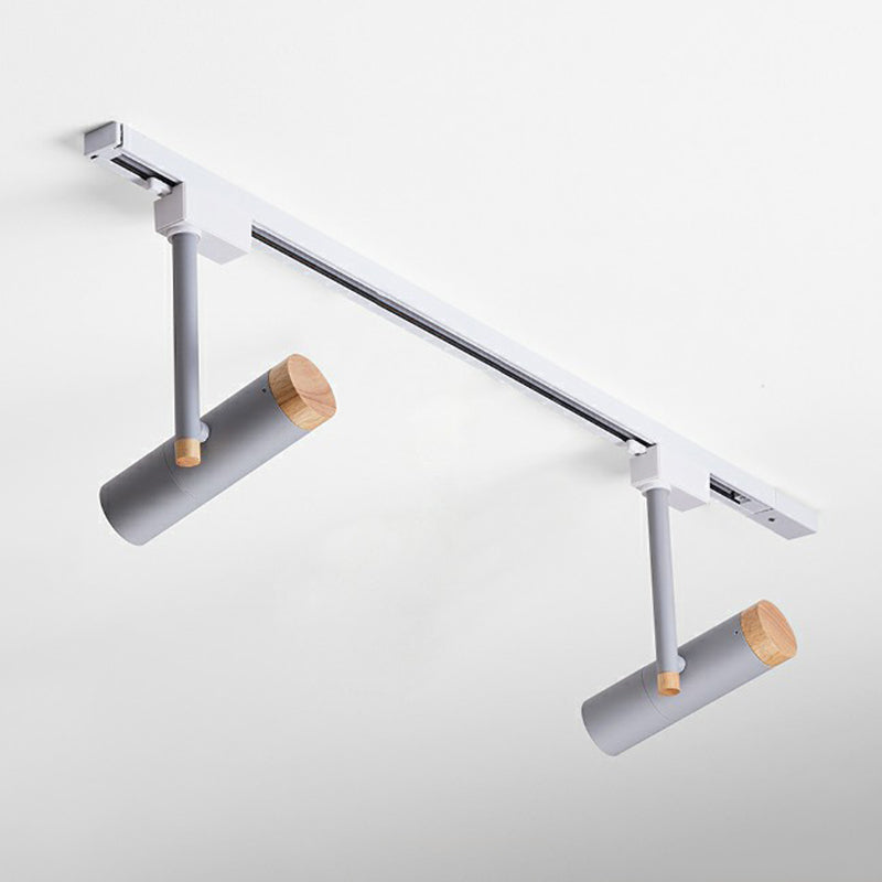 Nordic Tubular Semi-Flush Spotlight with Wood Accent LED