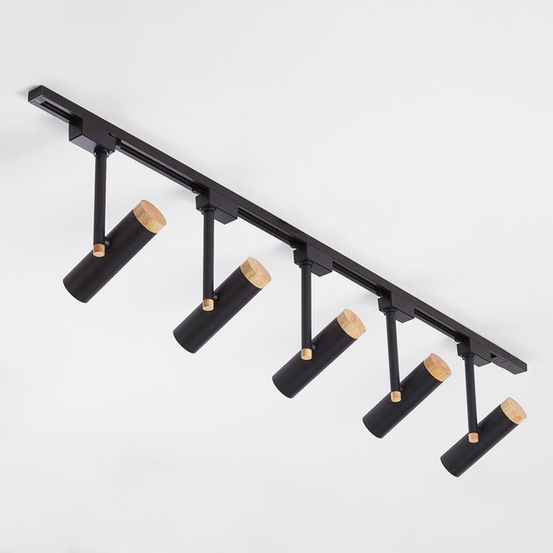 Nordic Tubular Semi-Flush Spotlight with Wood Accent LED