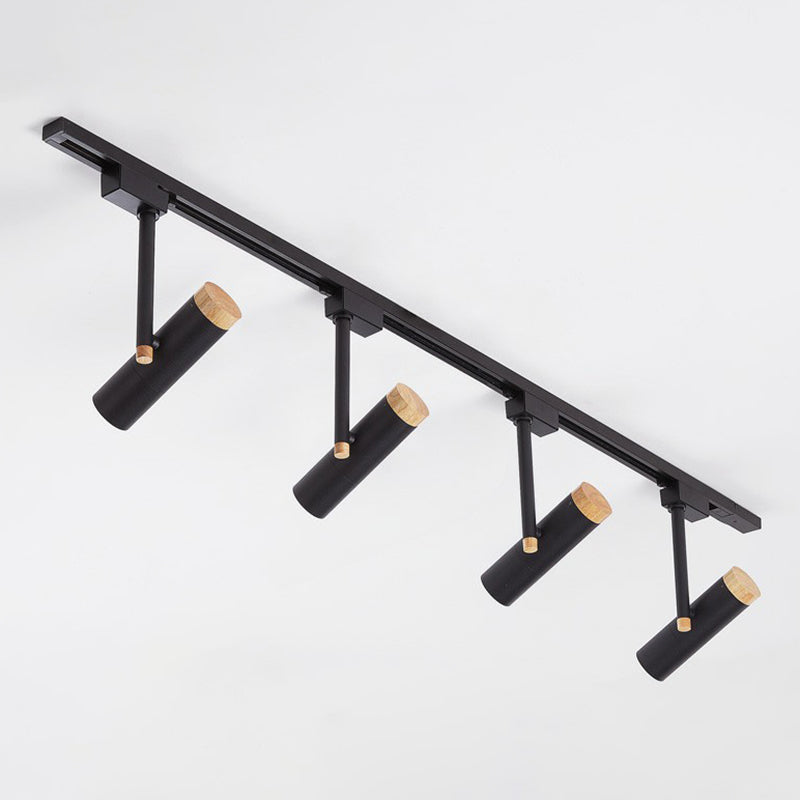 Nordic Tubular Semi-Flush Spotlight with Wood Accent LED
