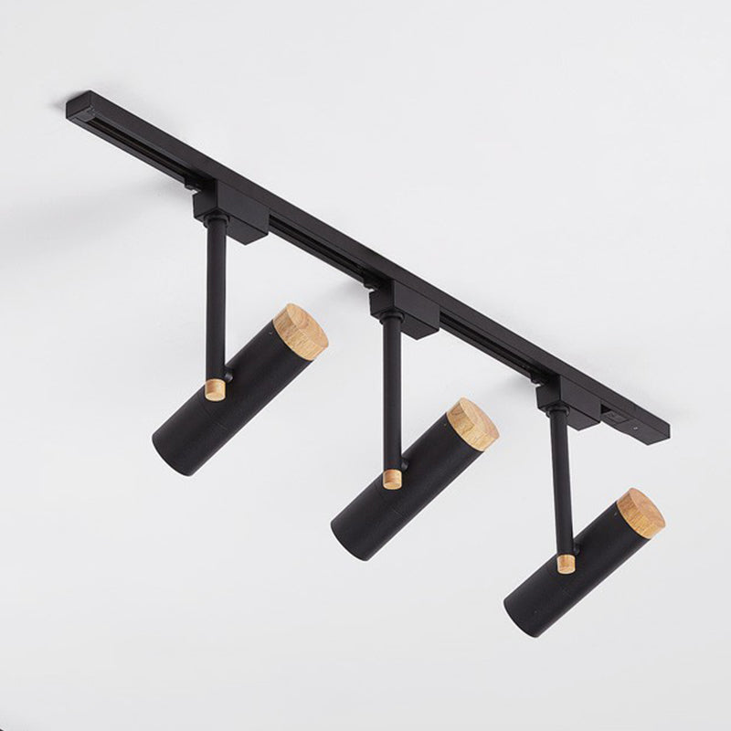 Nordic Tubular Semi-Flush Spotlight with Wood Accent LED