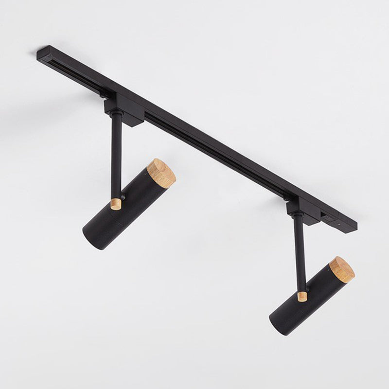Nordic Tubular Semi-Flush Spotlight with Wood Accent LED