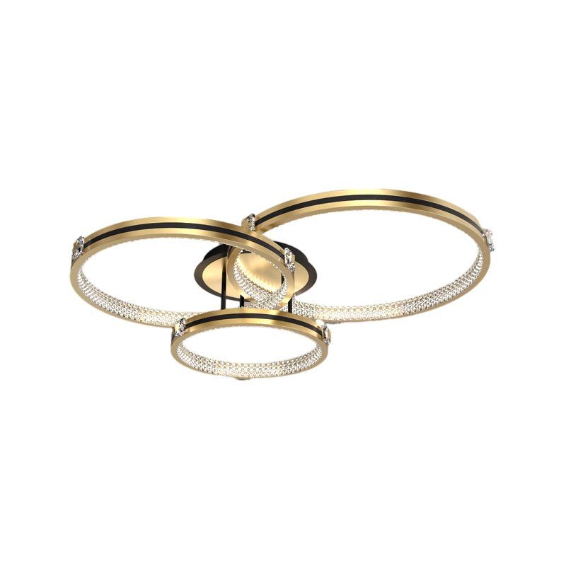 Multi-Ring Crystal LED Ceiling Light - Brushed Gold Modern Flush Mount
