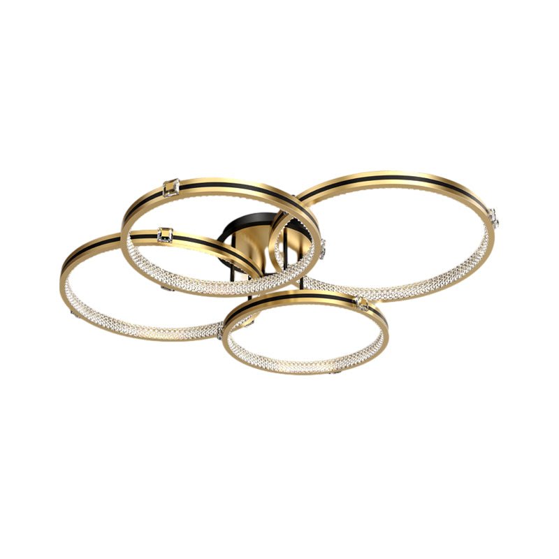 Multi-Ring Crystal LED Ceiling Light - Brushed Gold Modern Flush Mount